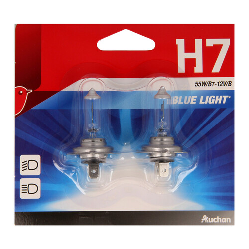 2 bombillas para automóvil H7 de luz azul, 55W,12V, PRODUCTO ALCAMPO