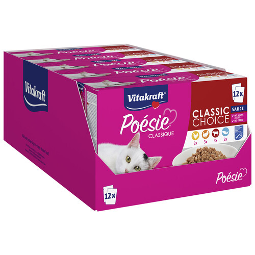 VITAKRAFT Pienso húmedo para gatos a base de carne en salsa VITAKRAFT Poesie Classic 12x85 gr.