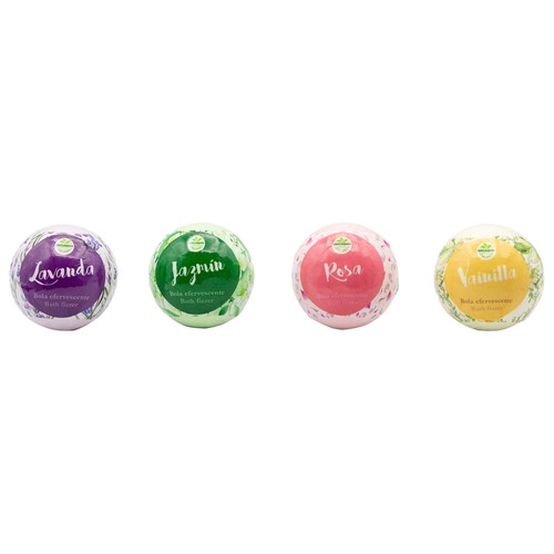 BECASAN NATURE Bola de baño efervescente con aroma a vainilla, rosa, jazmín y lavanda BECASAN NATURE.