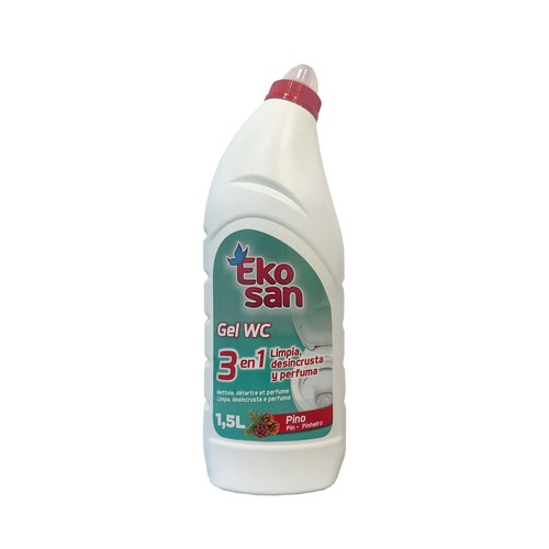 EKOSAN Gel para el WC con aroma a pino, 3 en 1, limpia, desincrusta y perfuma, 1,5 l.