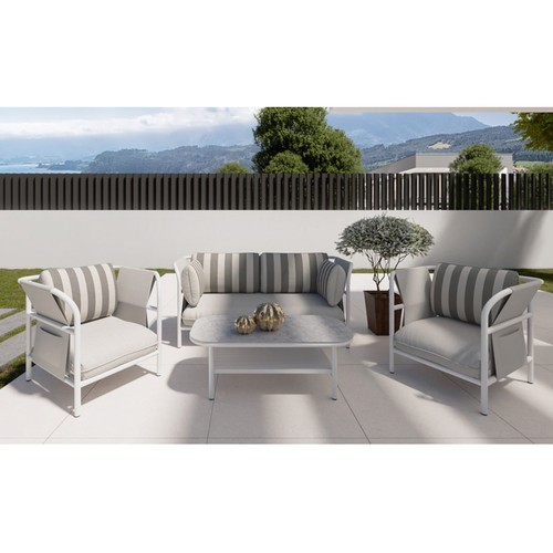 Conjunto jardín 4 piezas de aluminio, color marrón, modelo Montecarlo. MOTIF