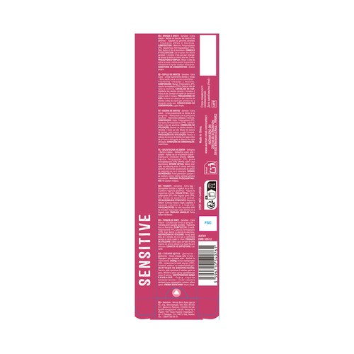PRODUCTO ALCAMPO Sensitive Cepillo de dientes con cabezal pequeño y filamentos extra suaves.