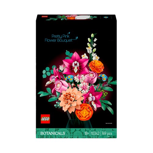 LEGO 10342, Ramo de Flores Fantasía en Rosa Botanical Collection, 749 pcs +18 Meses