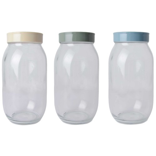 Tarro de vidrio con tapa de plástico colores surtidos 2,2L , ACTUEL
