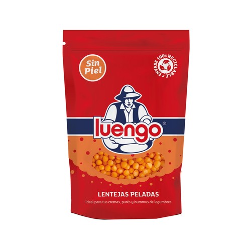 LUENGO Lentejas rojas peladas, sin piel  400 g.