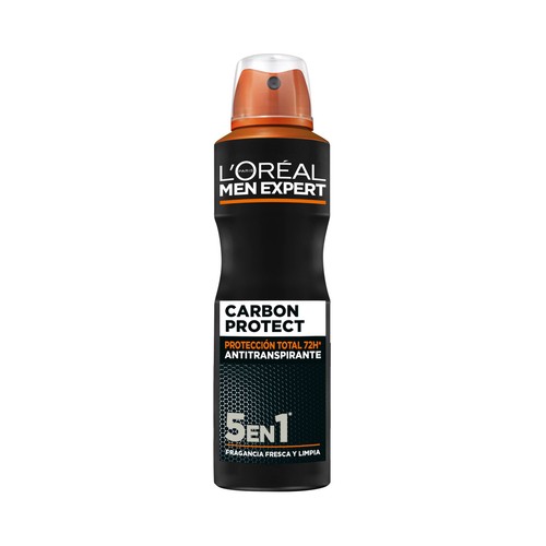 L´ORÉAL PARIS Men expert carbon protect Desodorante en spray para hombre con acción 5 en 1 150 ml.