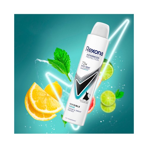 REXONA Invisible aqua Desodorante en spray para mujer con acción antimanchas 200 ml.
