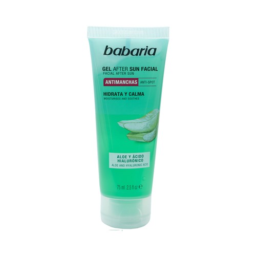 BABARIA Gel after sun facial antimanchas con aloe vera y ácido Hialurónico 75 ml.
