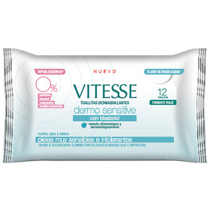 Imagen de VITESSE Dermosensitive Toallitas limpiadoras y desmaquilladoras, especiales pieles sensibles 12 uds.