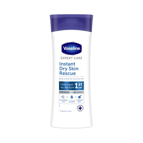 VASELINE Instant dry skin rescue Loción corporal ultra hidratante para pieles muy secas 400 ml.