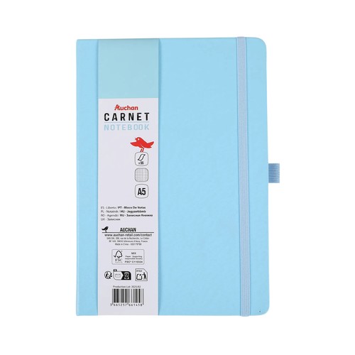 Cuaderno A5 cuadriculado 96 hojas color azul Your Life. ALCAMPO