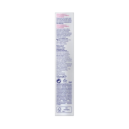 NIVEA Hyaluron cellular expert filler Cotorno de ojos y labios con ácido Fólico y 2 tipos de ácido Hialurónico 15 ml.