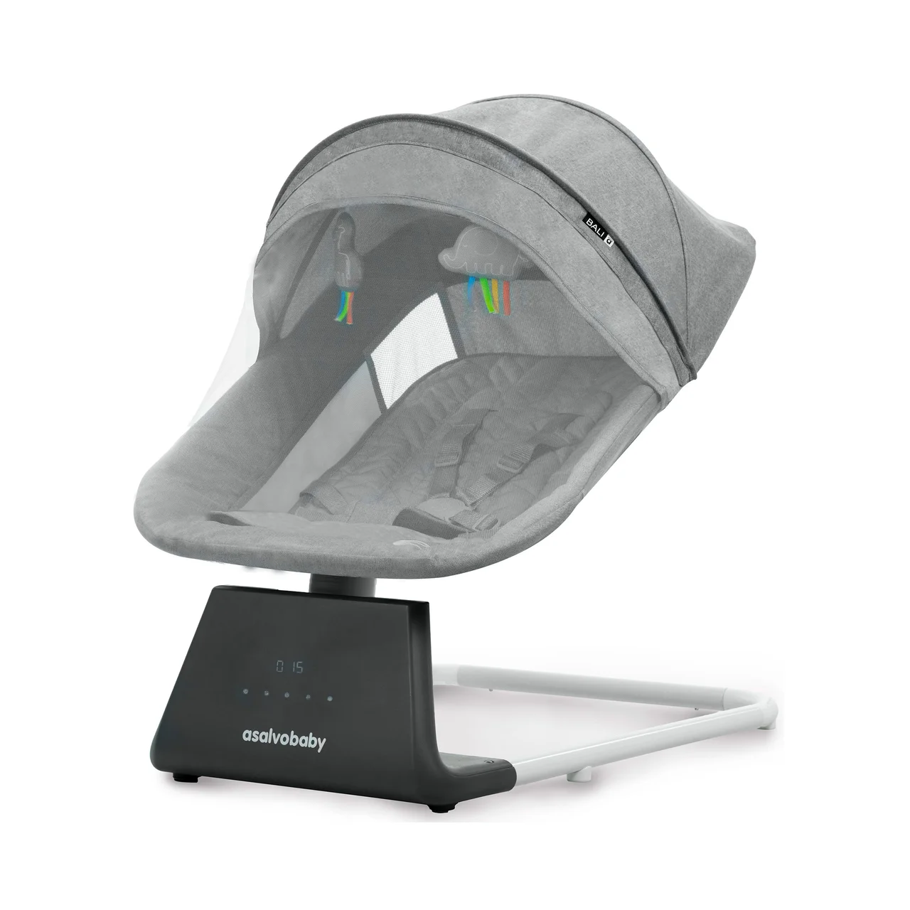 Hamaquita Musical Bali, panel de control táctil, Bluetooth y temporizador.