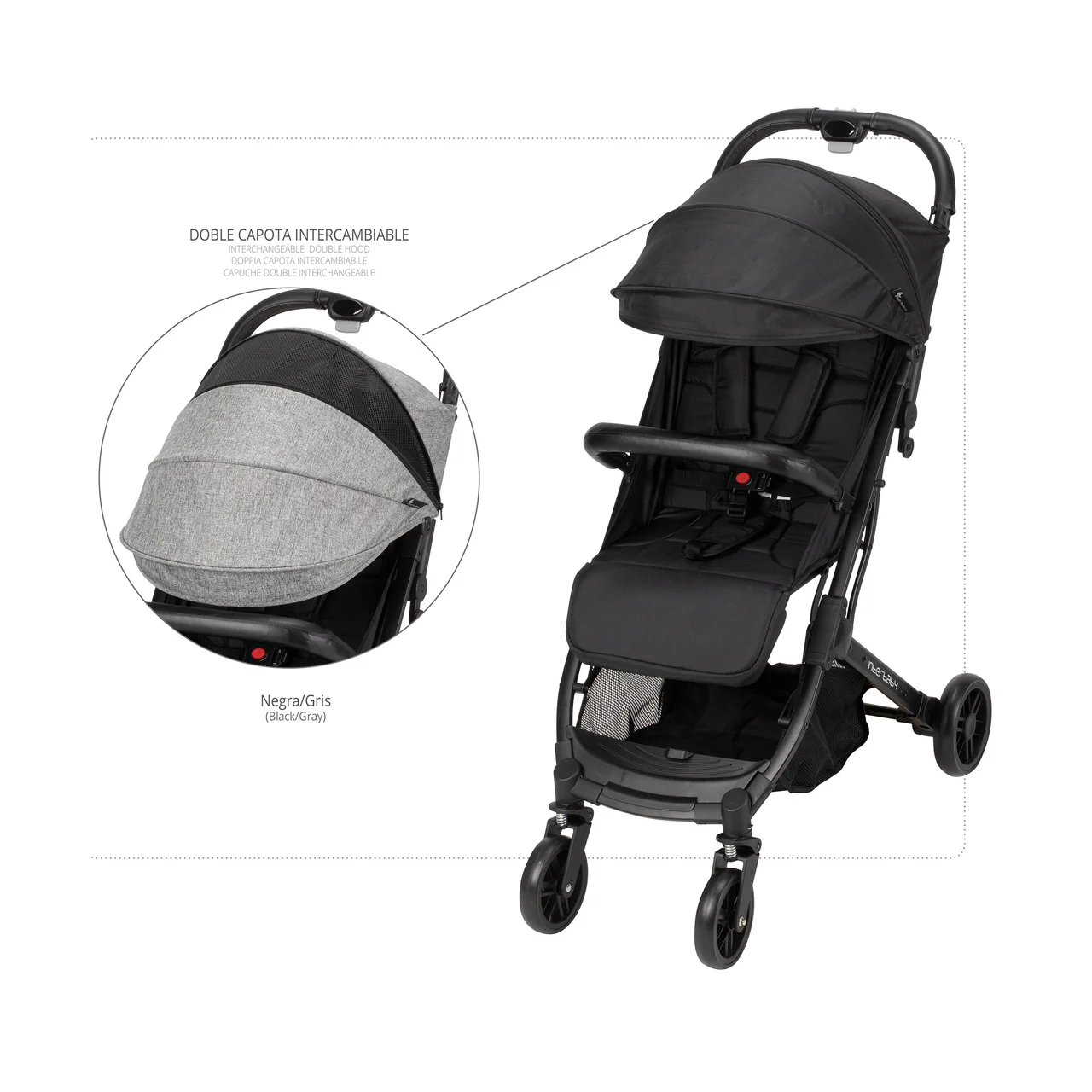Silla paseo para bebes hasta 36 meses o 22kg Minimum Space Plus color gris.