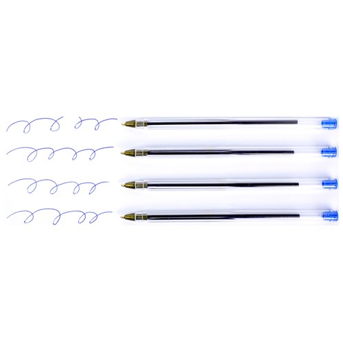 Pack 4 bolígrafos capuchón azules recargable. ALCAMPO