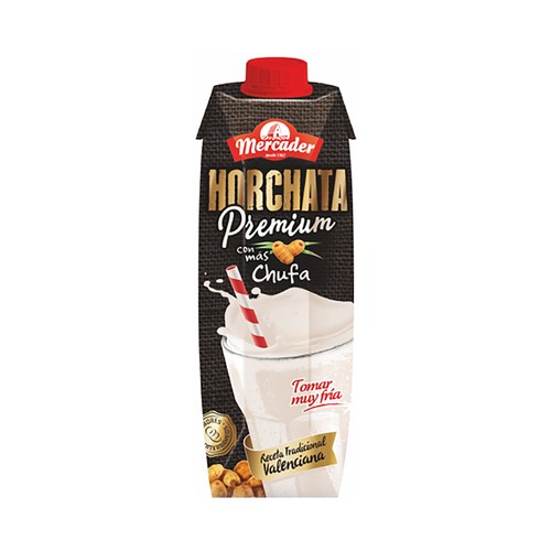 MERCADER Horchata de chufa UHT, elaborada siguiendo la receta tradicional valenciana MERCADER Premium 1 l.