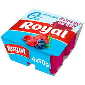 Imagen de ROYAL Gelatina con sabor a frutos bosque y 0 % azúcares ROYAL 4 x 90 g.