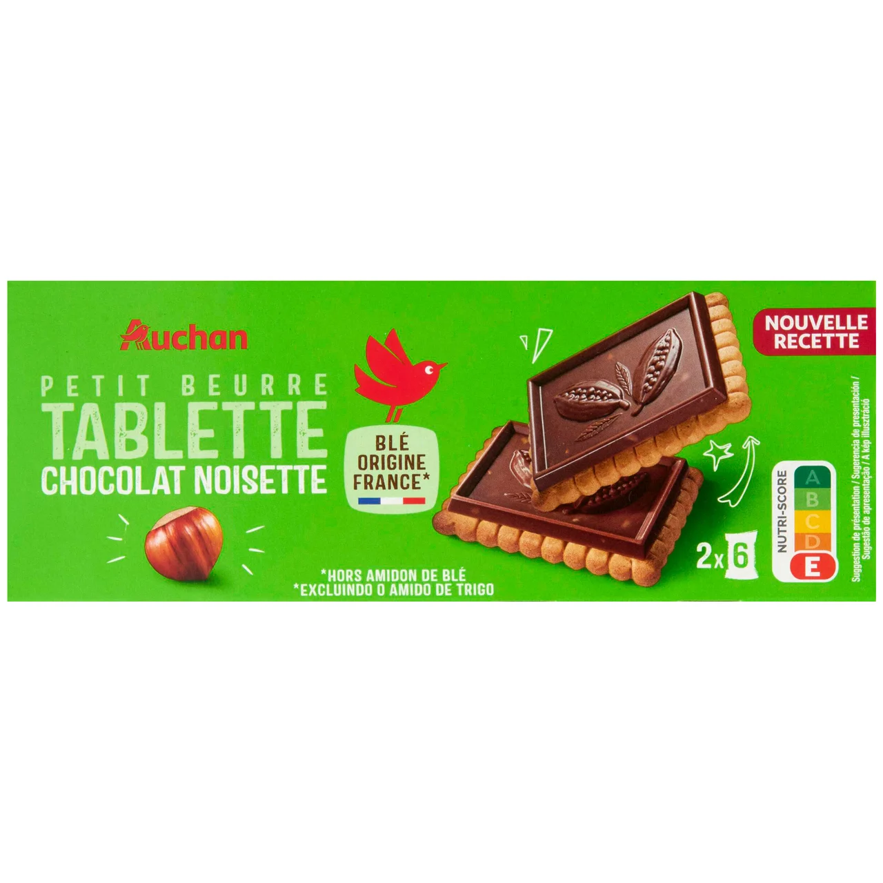 PRODUCTO ALCAMPO Galletas de mantequilla con tableta de chocolate con leche y avellanas 150 g.