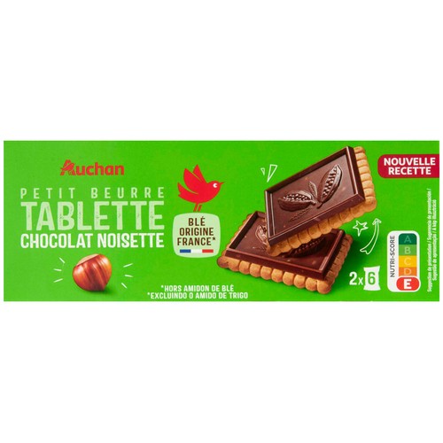 PRODUCTO ALCAMPO Galletas de mantequilla con tableta de chocolate con leche y avellanas 150 g.