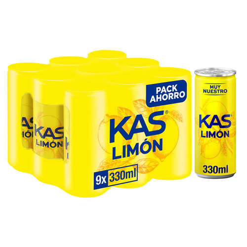 KAS Refresco de limón pack 9 latas de 33 cl.