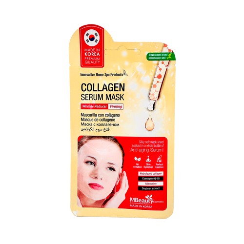MBEAUTY Máscarilla facial con colágeno reafirmante y reductor de arrugas.
