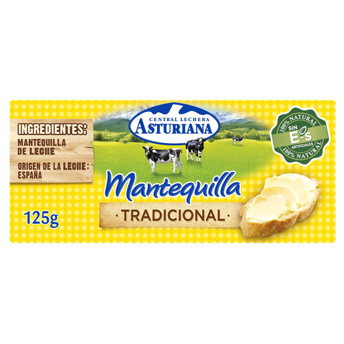 Pastilla de mantequilla tradicional sin sal CENTRAL LECHERA ASTURIANA 125 g.