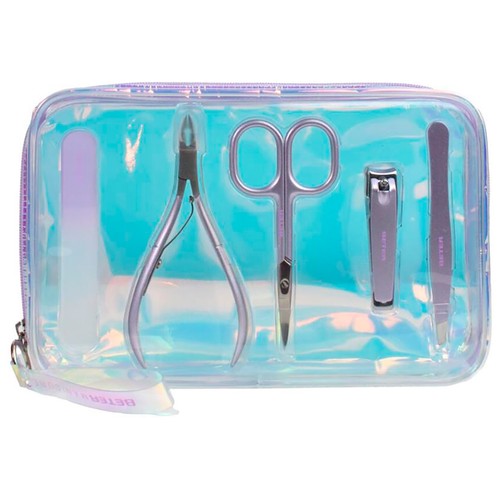 BETER Glazed collection Neceser transparente con asa y kit de manicura.