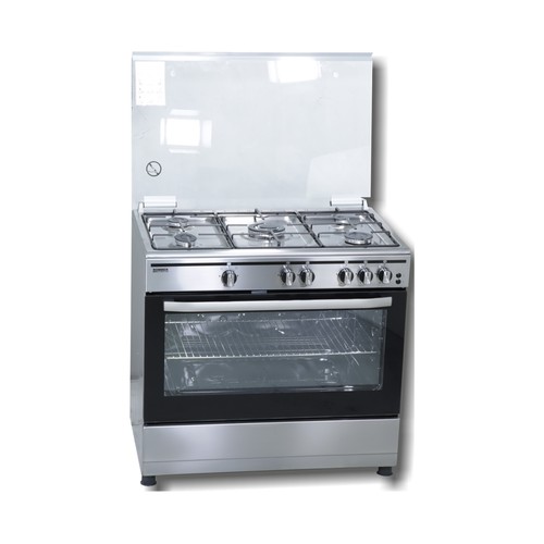 Cocina independiente a gas natural ROMMER CHG 960XFB Inox con Grill, 5 fuegos. H: 83cm, A: 90cm, F: 60cm.