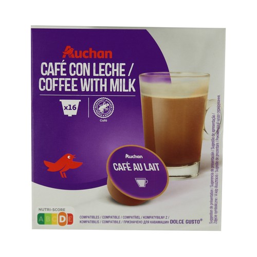 PRODUCTO ALCAMPO Café con leche en capsulas compatible con dolce gusto 16 uds. 160 g.