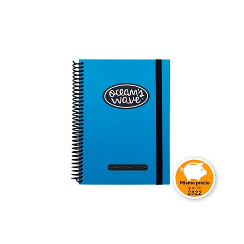 Agenda Escolar 23/24 tamaño octavo, vista día/página, color Azul Neon