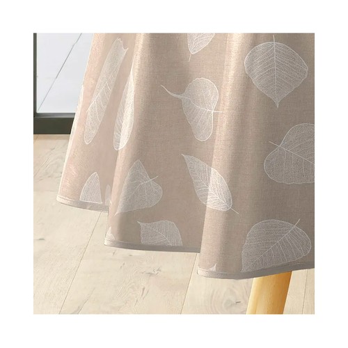 Mantel redondo pvc 160cm tacto textil hojas blanco. U10
