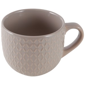 Taza jumbo de gres, color marrón con relieve , 50cl, ACTUEL.
