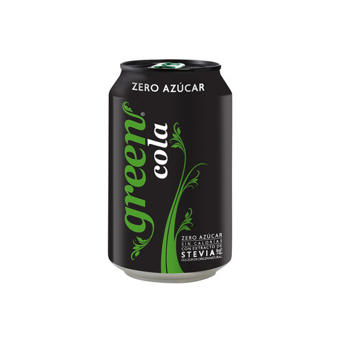 GREEN COLA Refreso de cola con extracto de stevia y cafeína natural, Zero azúcar lata 33 cl..