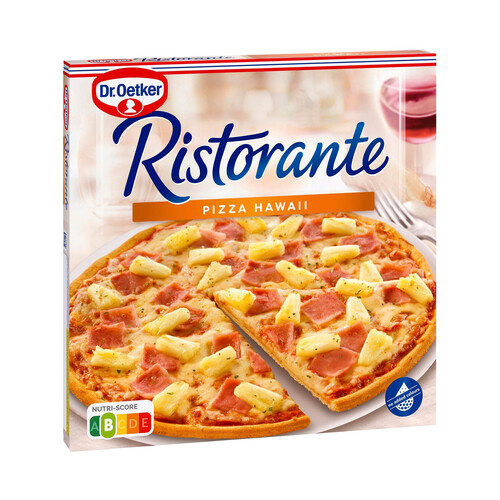 DR. OETKER Pizza de masa fina y crujiente cubierta con piña, jamón cocido y queso Ristorante 355 g.
