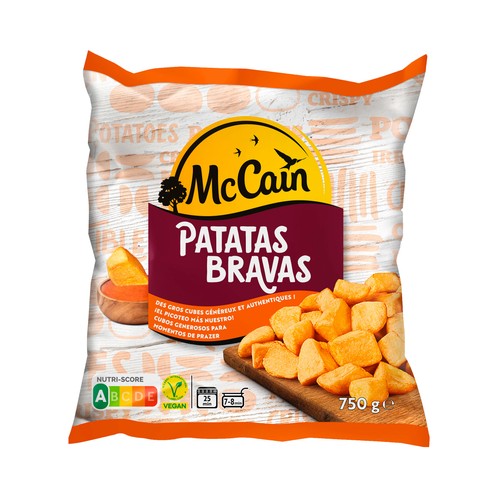 McCAIN Patatas cortadas en dados, prefritas y ultracongeladas, con salsa brava 750 g.