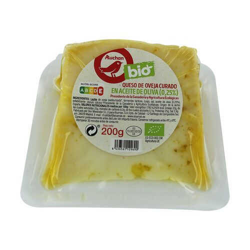 ALCAMPO ECOLÓGICO Queso de oveja curado en aceite de oliva 200 g.