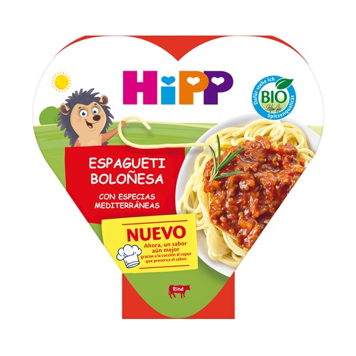 HIPP Bio Espaguetis a la Boloñesa con especias mediterráneas, a partir de 1 año 250 g.