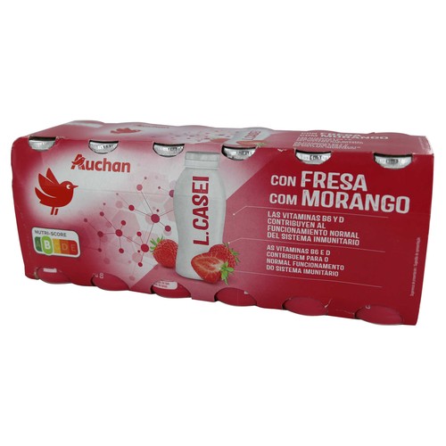 Leche fermentada con Lcasei y sabor a fresa PRODUCTO ALCAMPO 12 x 100 g.