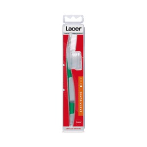 LACER Cepillo de dientes con cabezal de tamaño reducido y cerdas extrasuaves.