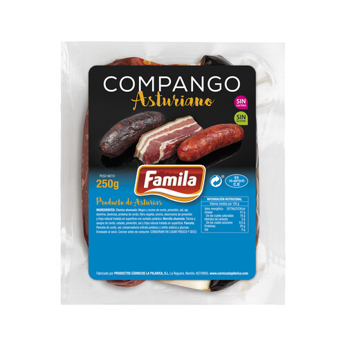 FAMILIA Compango asturiano, elaborado sin gluten y sin lactosa FAMILIA 250 g.
