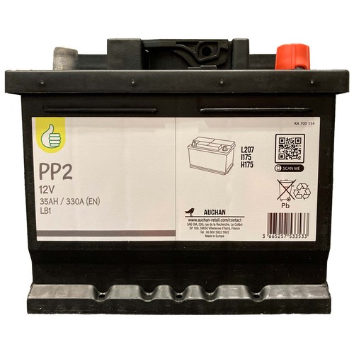 Batería de coche 35Ah, arranque 330A, 12V, ALCAMPO