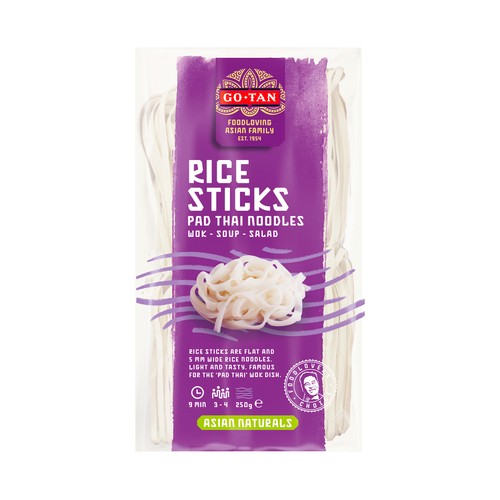 GO-TAN Tallarines de arroz especiales para sopas y frituras 250 g.