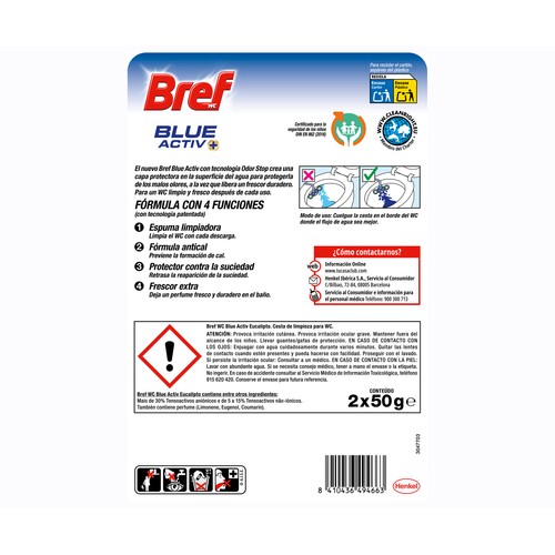 BREF Pastillas wc blue activ eucalipto 3 x 50 gr.