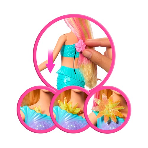 BARBIE Sirena Mágica Floreciente Muñeca Rubia +3 Años