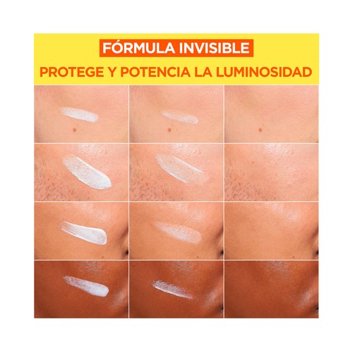 GARNIER Skin active Fluido diario iluminador invisible con vitamina C y FPS 50+ 50 ml.