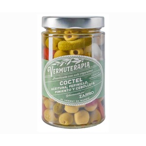 Coctel de aceituna, pepinillo, pimiento y cebolleta 350 g.