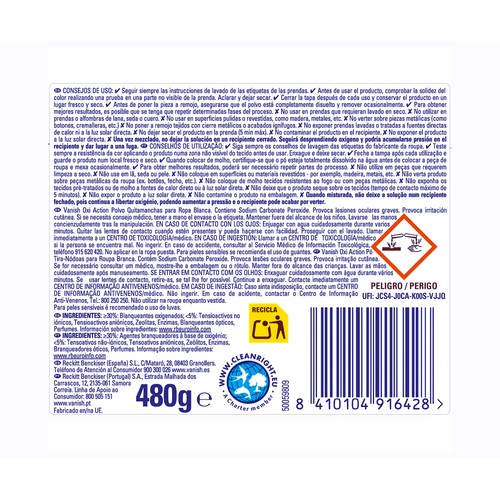 VANISH Activador en polvo oxi white 480 gr.