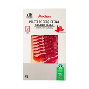 Alcampo Cultivamos LO Bueno  Paleta Ibérica de Cebo (50% Raza Ibérica), Cortada en Lonchas  80 G.