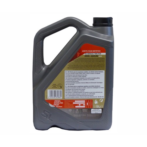 Aceite sintético para vehículos con motores de gasolina o diésel PRODUCTO ALCAMPO C4 RENAULT, 5 litros.