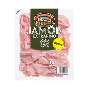 CASA TARRADELLAS Jamón cócido extra, cortado en lonchas extra finas 100 g.